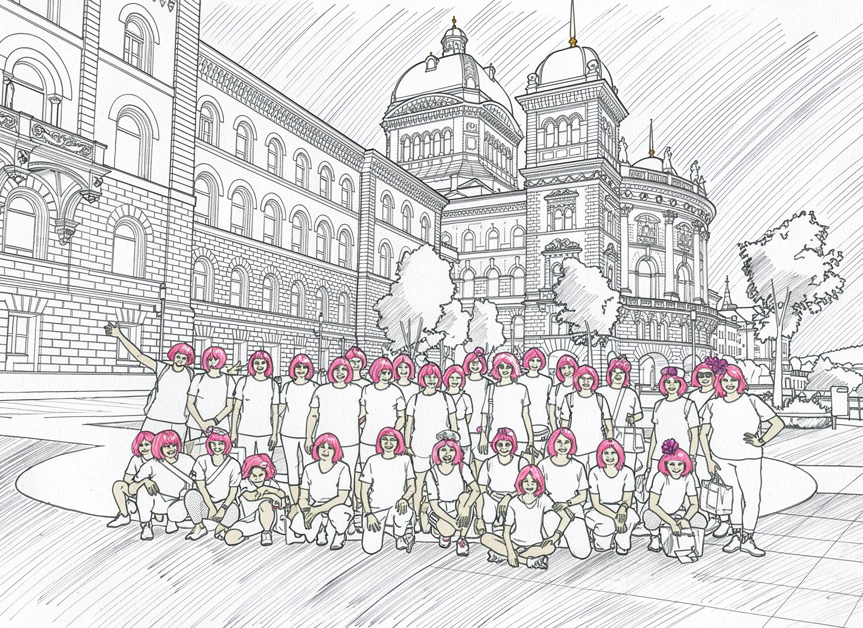 Pink Ladies group illustration