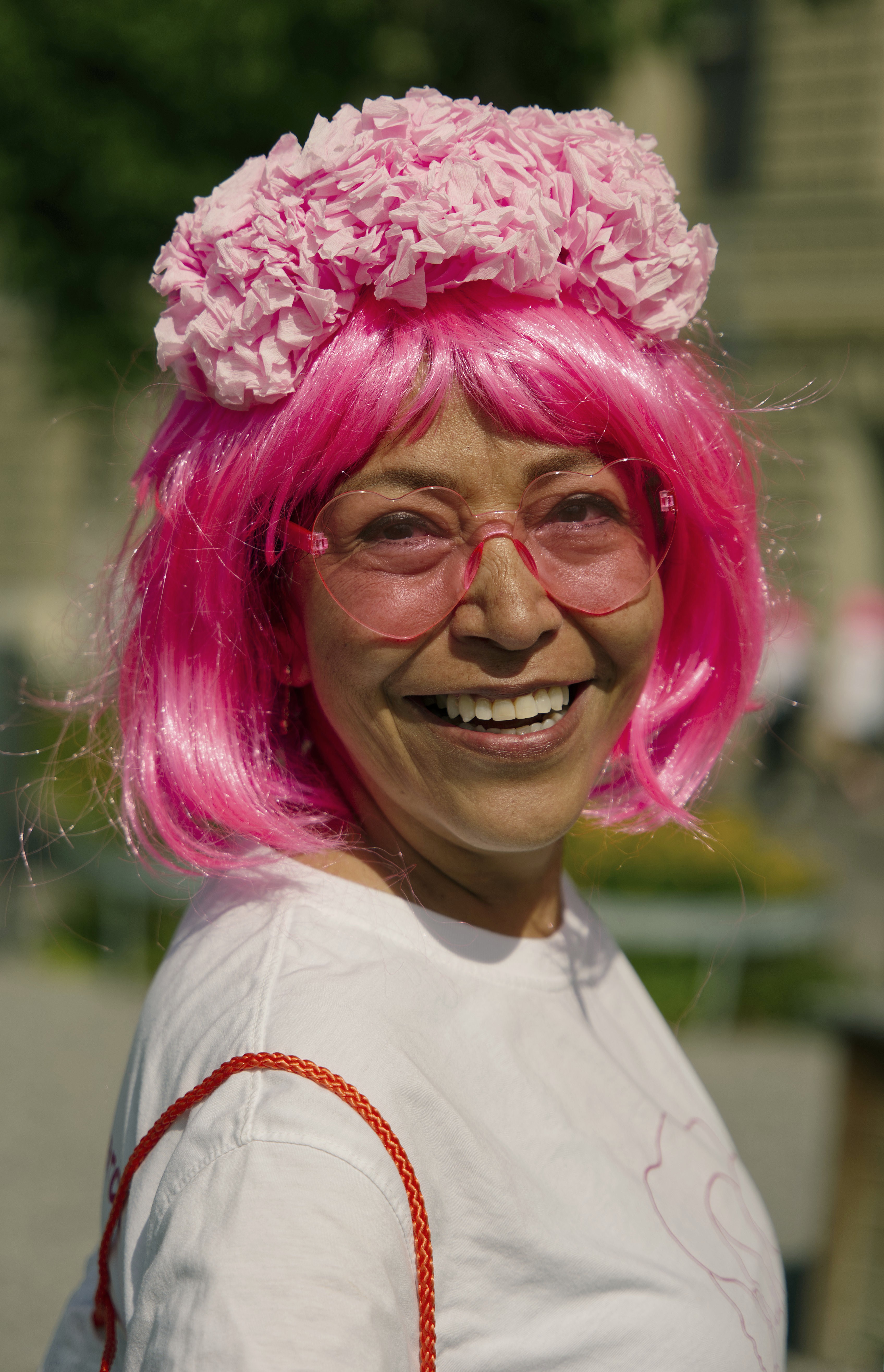Pink Lady smiling